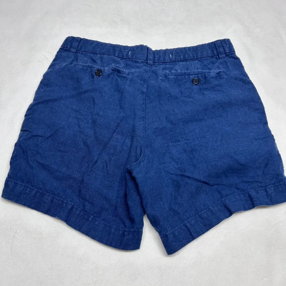 Banana Republic Mens 33 Blue 100% Linen Shorts Flat Front Casual Summer Indigo
